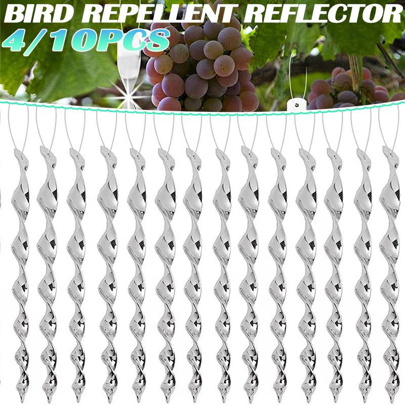 LIUXING Reflektierende Vogelabwehr-Spiralstäbe für den Außenbereich, 4er-Set, Silber - Bild 4