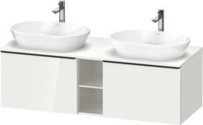 Duravit Waschtischunterschrank D-Neo in Weiß Hochglanz, Wandmontage mit 2 Türen und offenem Fach, B/T/H: 140 x 55 x 45,9 cm - Bild 1