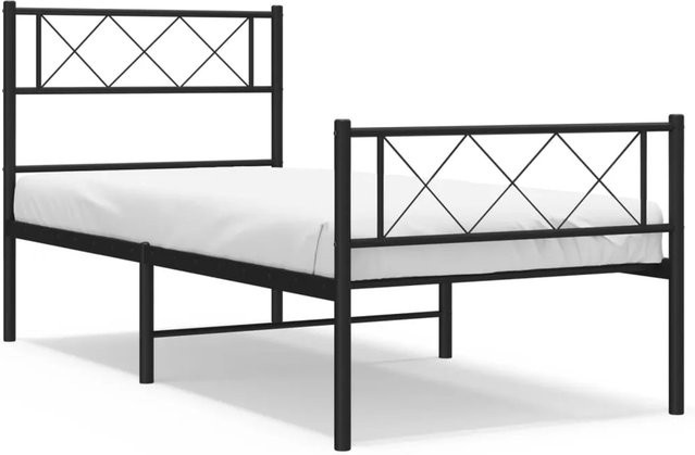 vidaXL Bettgestell aus Metall mit Kopf- und Fußteil in Schwarz Matt, B/T/H: 107 x 90 x 207 cm - Bild 1