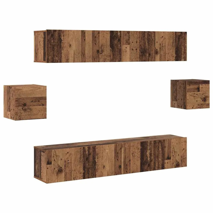 vidaXL 6-teiliges TV-Schrank-Set aus Echtholzfurnier in Braun, B/T/H: 30,5 x 30 x 30 cm - Bild 2