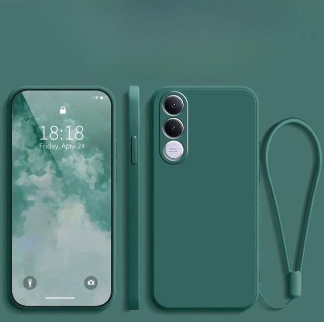 Stoßfeste TPU Kamera-Schutzhülle für VIVO V70 FE 5G in Grün mit Lanyard - Bild 1