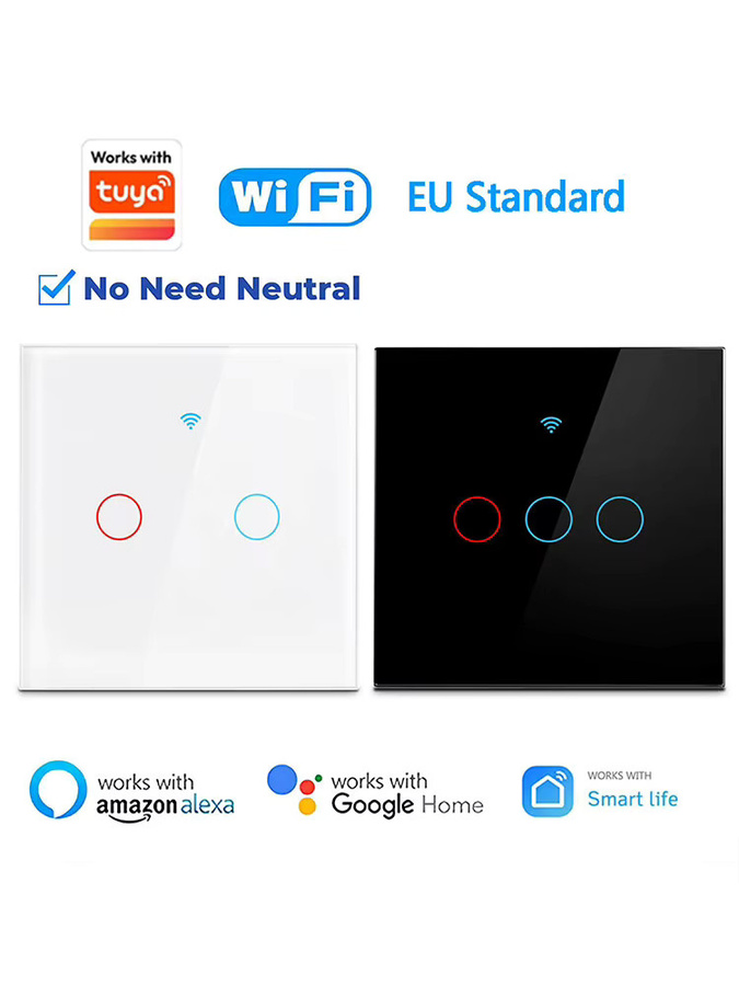 WLAN Smart Schalter in Weiß mit Touch-Funktion, kompatibel mit Tuya Smart Life App, Alexa und Google Home, ohne Neutralleiter erforderlich - Bild 5