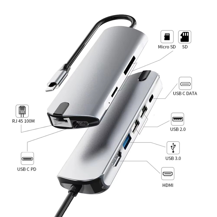 Ammtoo 9-in-1 USB-C Dockingstation mit HDMI 4K, RJ45 Ethernet, PD 100W und SD/TF-Steckplätzen für MacBook und Laptop - Bild 6