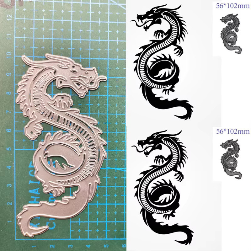 Metall Schneidestempel Schablone Löwe und Drachen für Scrapbooking und DIY Bastelarbeiten in Silber - Bild 2