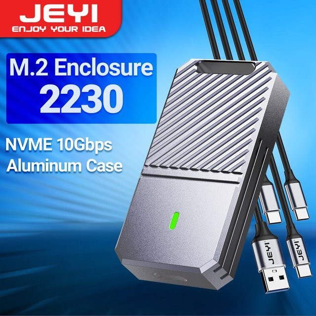 Jeyi NVMe M.2 SSD Gehäuse mit USB 3.2 10Gbps und USB-C Anschluss aus Aluminium - Bild 1