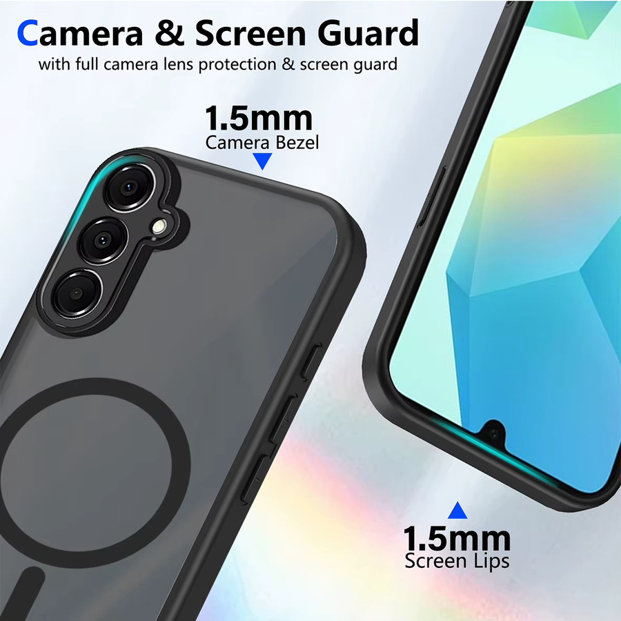 Magnetische transluzente Hülle für Samsung Galaxy A57 A37 A17 A56 A16 A36 A26 A55 A35 A15 A25 A14 A24 A54 in Schwarz, unterstützt kabelloses Laden - Bild 6