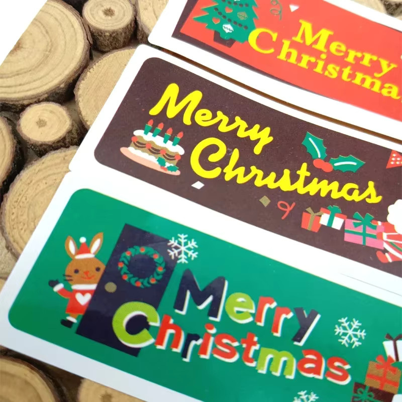 100 Stück Weihnachts Aufkleber mit Schneemann und Elch Motiven für Kuchenverpackungen und DIY Geschenke, Mehrfarbig - Bild 4