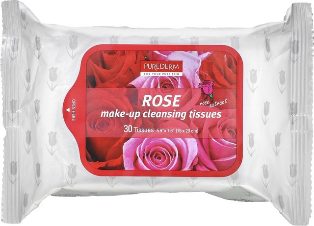 PUREDERM Make-up-Reinigungstücher mit Rosenextrakt und Vitamin E, 30 Stück - Bild 1