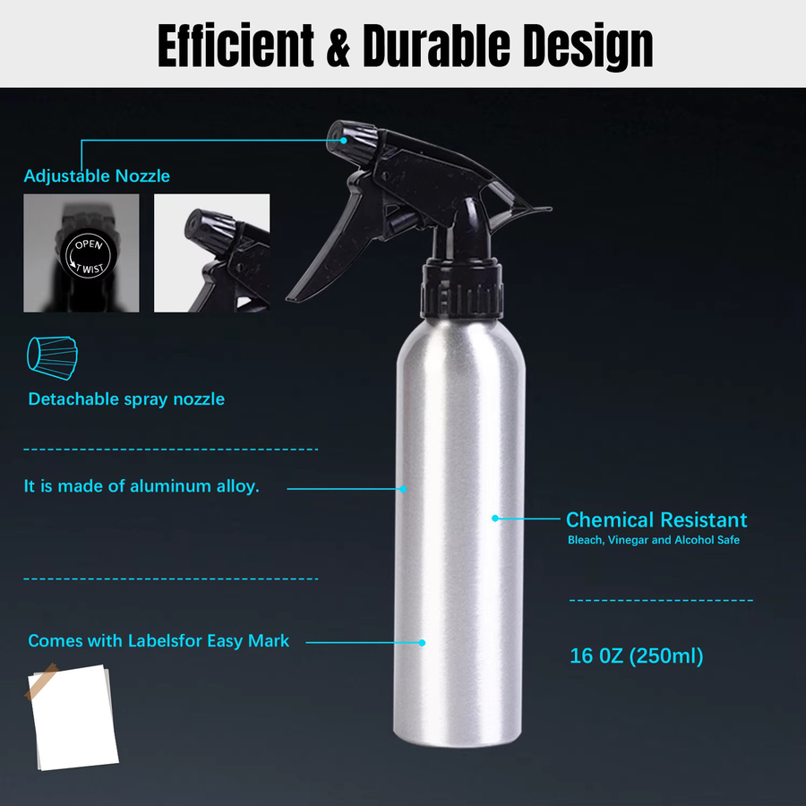 KVM Sprühflasche Aluminium, 250 ml, Nachfüllbare Sprühpumpe - Bild 2