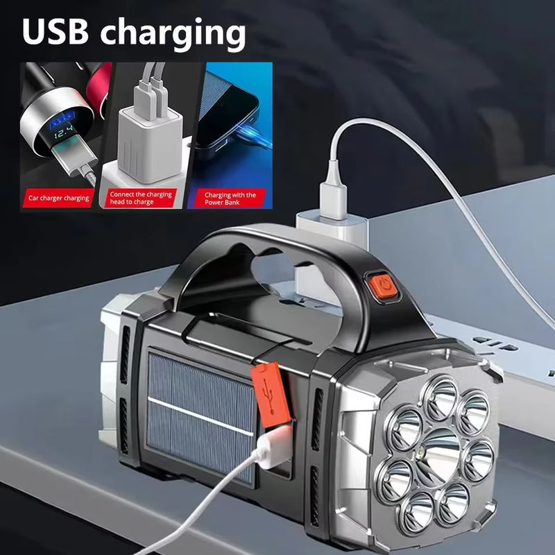 ESMARTER LED Taschenlampe mit COB Arbeitslaterne, wiederaufladbare Solar Ladelampe für Outdoor und Camping, Schwarz - Bild 4