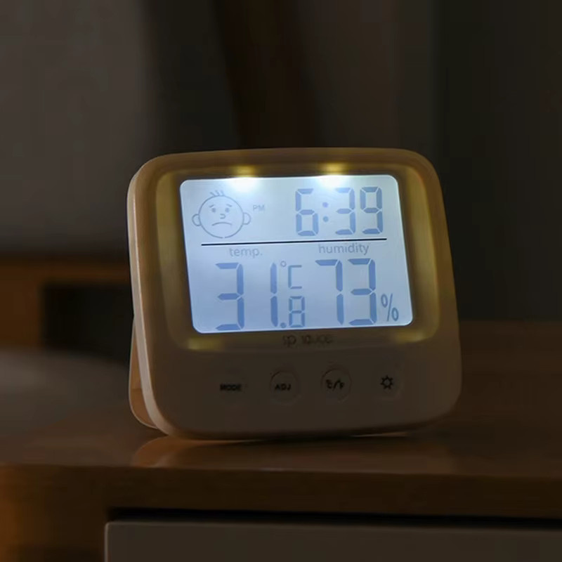 JUSTINLAU Digitales Temperatur- und Luftfeuchtigkeitsmessgerät mit LCD-Bildschirm in Weiß - Bild 3
