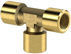 Riegler T-Stück aus Messing in Gold, innen/innen/innen, G 1, SW 30 - Bild 1