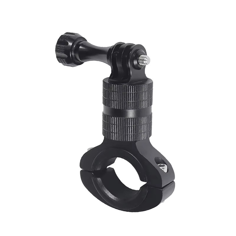 360 Grad drehbare Lenkerklemmhalterung in Schwarz als Action-Kamera Halterung für GoPro 13 12 11 und DJI Osmo Pocket 3 für Motorrad und Fahrrad als Stativ-Adapter - Bild 2