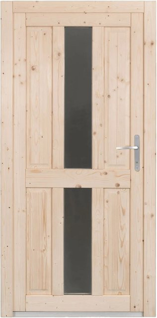 Panto Holz-Nebeneingangstür NET 506 Natur mit Glaseinsatz, Farbe: Braun, B: 98 cm, H: 198 cm, DIN Rechts - Bild 1