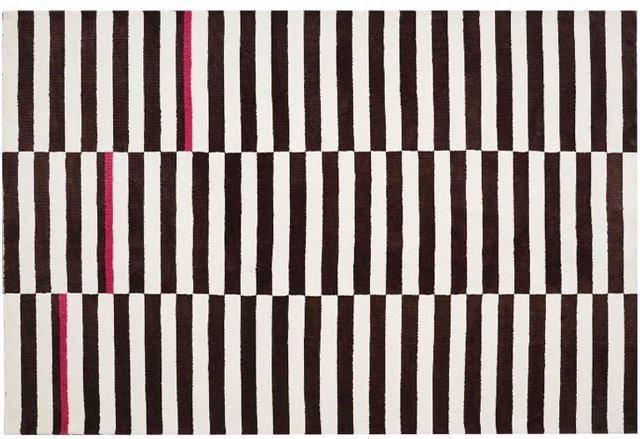 Karpetti Retro Teppich mit Streifen Design für Wohnzimmer und Schlafzimmer, Schwarz, B/T: 80 x 160 cm - Bild 1