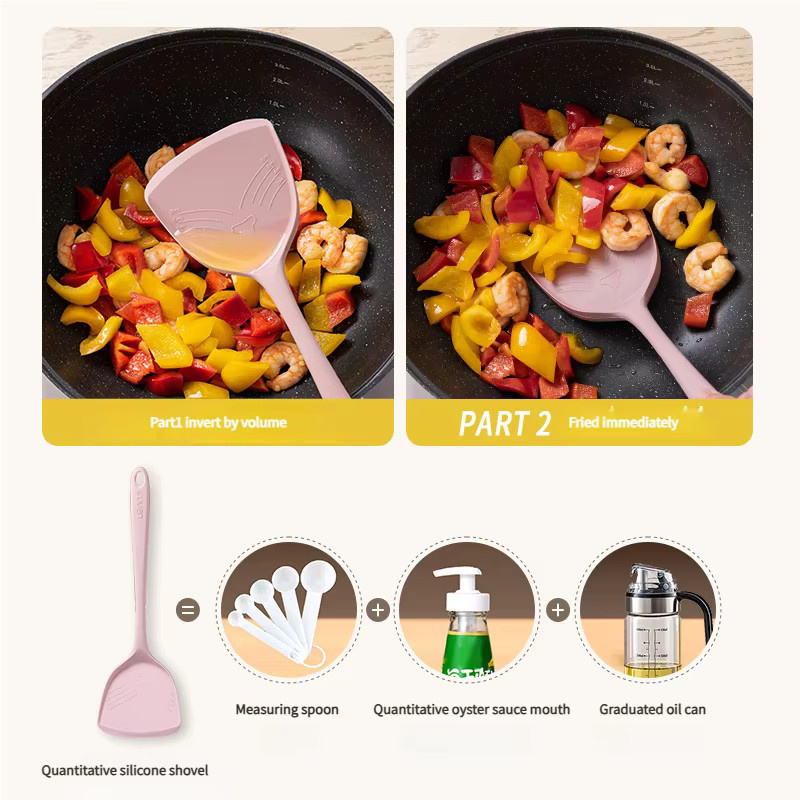 LANMI 2in1 Quantitativer Silikonspatel aus lebensmittelechtem Silikon in Pink - Bild 1