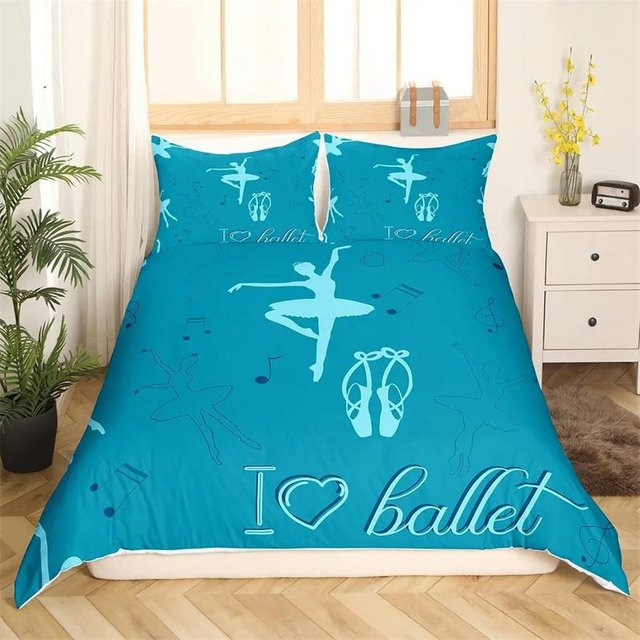 Badminton Bettwäsche Set mit Schläger-Motiv in Grün, Rosa und Blau, B/H: 135 x 200 cm - Bild 1