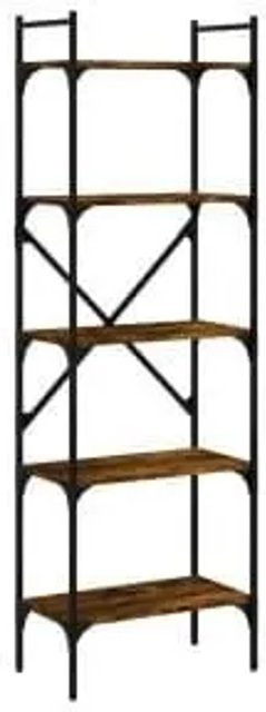 vidaXL Bücherregal mit 5 Fächern in Eiche Braun im Industrial Design, B/T/H: 56 x 31,5 x 174 cm - Bild 1