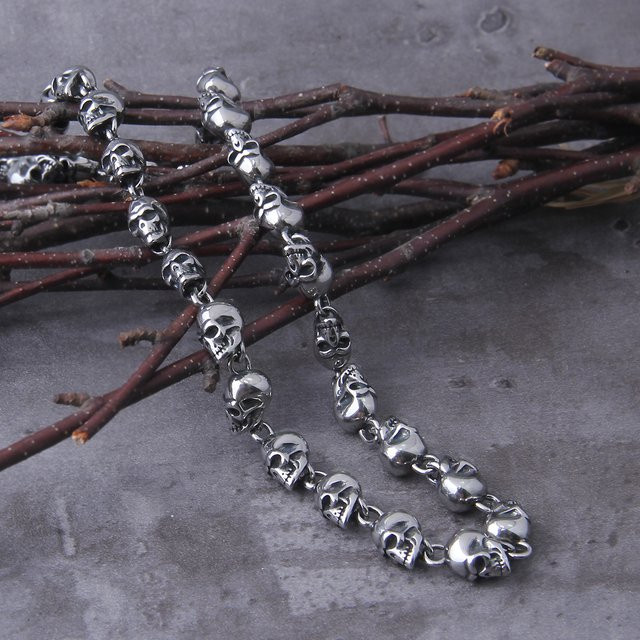 Vikings Jewelry Halskette, Totenkopf, Edelstahl, Silber, Herren - Bild 1