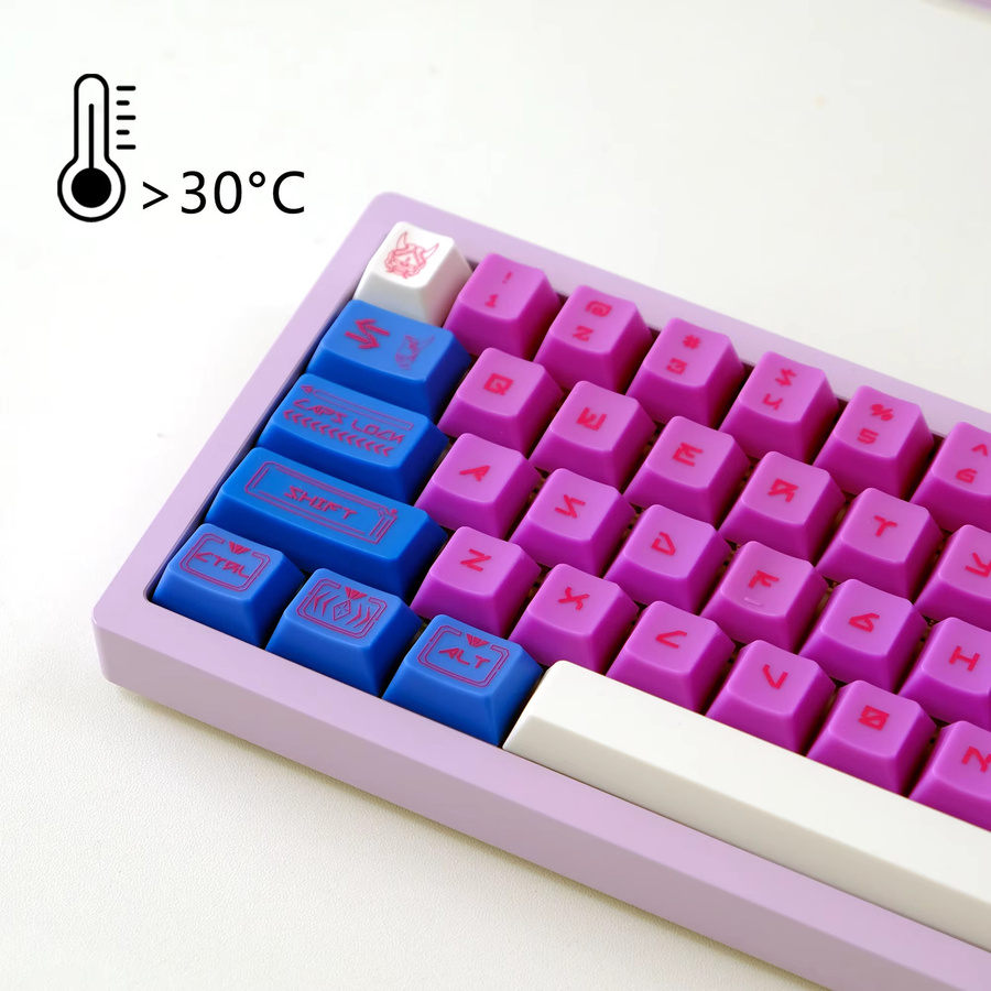 KBDiy ThermoShift Tastenkappen im Kirschprofil mit UV-Druck aus ABS in Blau und Lila für 60% mechanische Tastaturen und Gaming-Modelle wie die Aula F75 - Bild 2