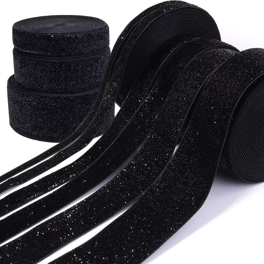 Glitzerndes Samtband in Schwarz für DIY-Dekorationen und Geschenke, 5–10 Yards - Bild 3