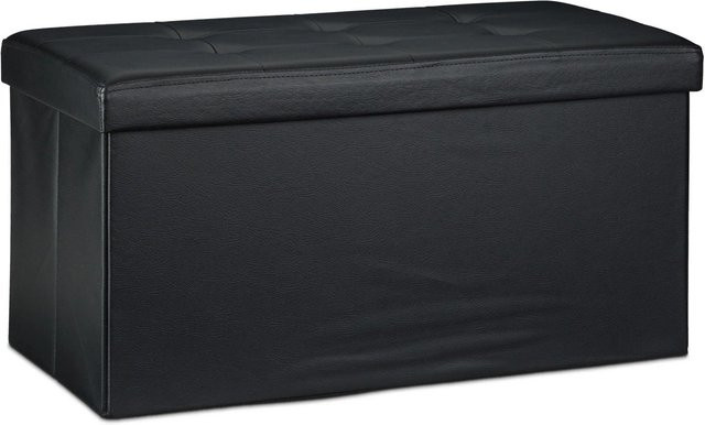 Relaxdays Sitzbank aus Kunstleder in Schwarz, faltbar mit Stauraum, B/T/H: 76 x 38 x 38 cm - Bild 1