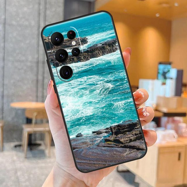 Handyhülle Blauer Ozean Wellen für Samsung Galaxy S25 S24 S23 S22 S21 S20 Ultra FE in Blau - Bild 1