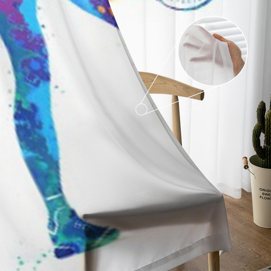 Tennisspieler Luxuriöse Chiffon Transparente Vorhänge für Wohnzimmer und Schlafzimmer, B/H: 135 x 160 cm, Multicolour - Bild 2