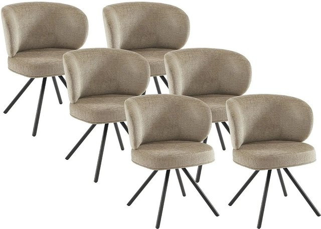 Vente-unique Lyaro Drehstuhl in Taupe mit strukturiertem Stoff und schwarzem Metallgestell - Bild 1
