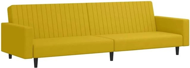 vidaXL Schlafsofa 2-Sitzer Click-Clack aus Samt in Gelb mit Holzrahmen und Armlehnen - Bild 1