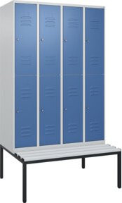 C+P Doppelstock-Spind Classic PLUS Sitzbank mit 4 Abteilen und Zylinderschloss, Kunststoff-Sitzfläche, B/T/H: 212,0 x 120,0 x 81,5 cm - Bild 1