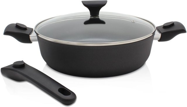 Karl Krüger Aluguss Servierpfanne Gamma rund mit Glasdeckel, Schwarz, Durchmesser: 28 cm - Bild 1