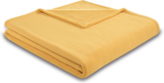 Biederlack Wohndecke Soft & Cover in Gelb mit Fleece-Struktur - Bild 1
