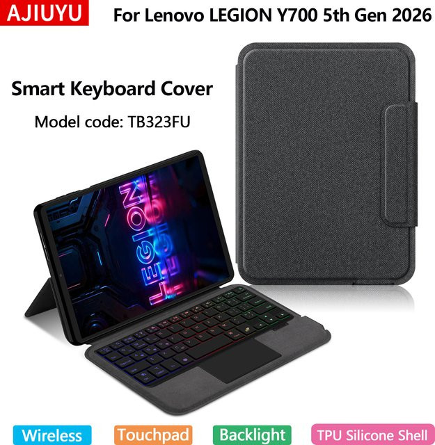 Tastaturabdeckung für Lenovo Legion Y700 5. Generation 8,8 Zoll Gaming-Tablet in Schwarz mit TouchPad und Hintergrundbeleuchtung - Bild 1