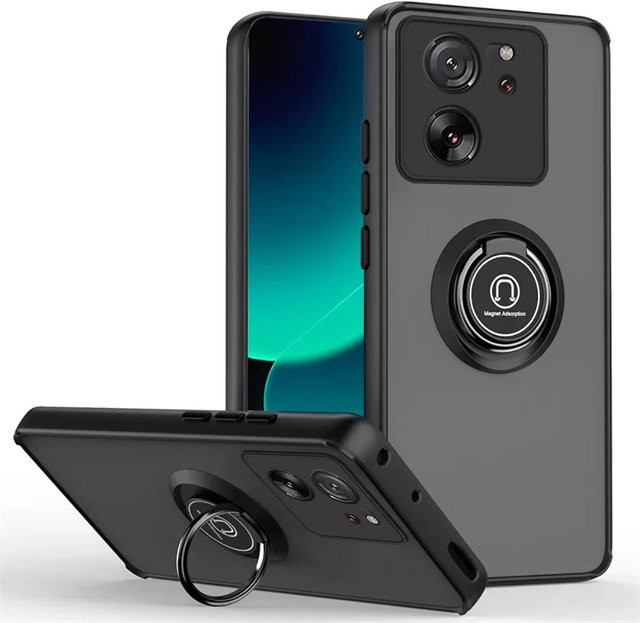 Armor Matt Schutzhülle für Xiaomi 13T Pro und Xiaomi 13T mit magnetischem Ring-Halter und Ständer in Schwarz - Bild 1