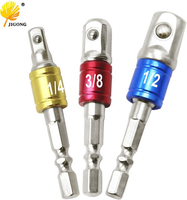 JIGONG Sockel Adapter aus Chrom-Vanadium-Stahl mit Hex-Schaft für Bohrmaschinen-Bits in Multicolor - Bild 1