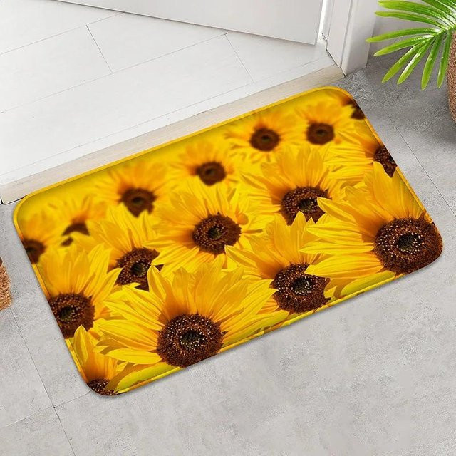 Lodestar Fußmatte mit Sonnenblumen-Aufdruck in Gelb, rutschfest und waschbar, B/T/H: 75 x 45 x 1 cm - Bild 1