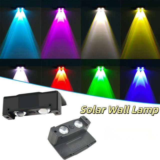 ledcbet Solar-Wandleuchten RGB LED Strahler Set, wasserdichte Außenbeleuchtung in Schwarz für Terrasse und Garten - Bild 1