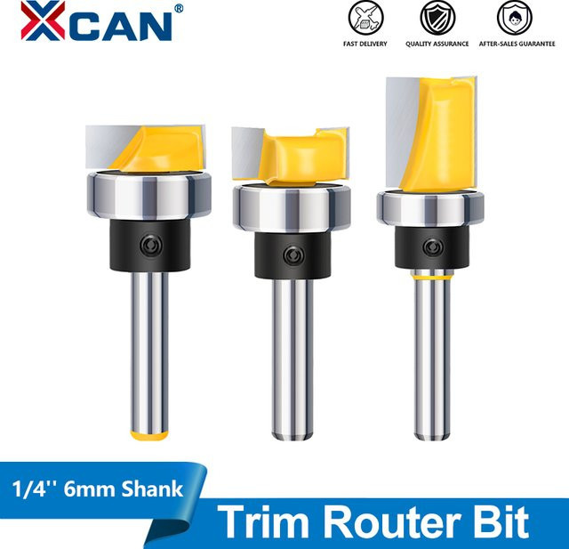 XCAN Flush Trim Router Bit mit 6mm Schaft und Lager für die Holzbearbeitung aus Hartmetall - Bild 1