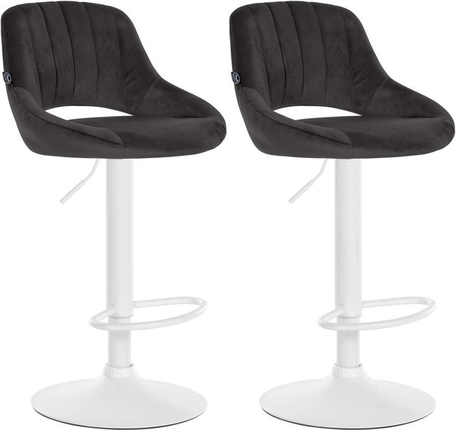 2er Set Barhocker DELUKE SEGAD aus Samt in Schwarz und Weiß mit Lehne und 360 Grad Drehsitz, B/T/H: 47 x 48 x 85 cm - Bild 1