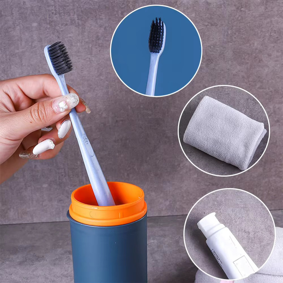 Blauer Zahnbürstenhalter aus Kunststoff als Organizer mit großer Kapazität für Bad und Küche, Breite: 20,0 cm, Tiefe: 5,0 cm - Bild 1