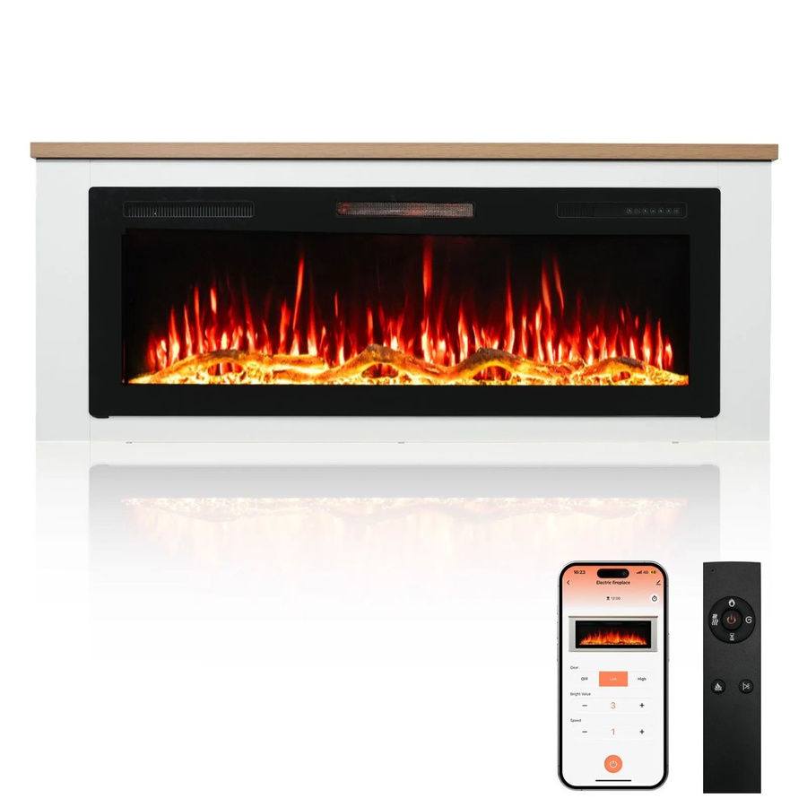 HOMAVO Elektrokamin mit Schrank in Weiß, 50 Zoll, 1000W/2000W, B/H/T: 150 x 60 x 30 cm - Bild 2