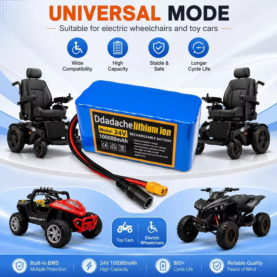 7S3P 24V 100000mAh Hochleistungs-Lithium-Akku-Pack in Blau für Elektrofahrräder und leichte Motorräder inklusive BMS und 29,4V 2A Ladegerät - Bild 3