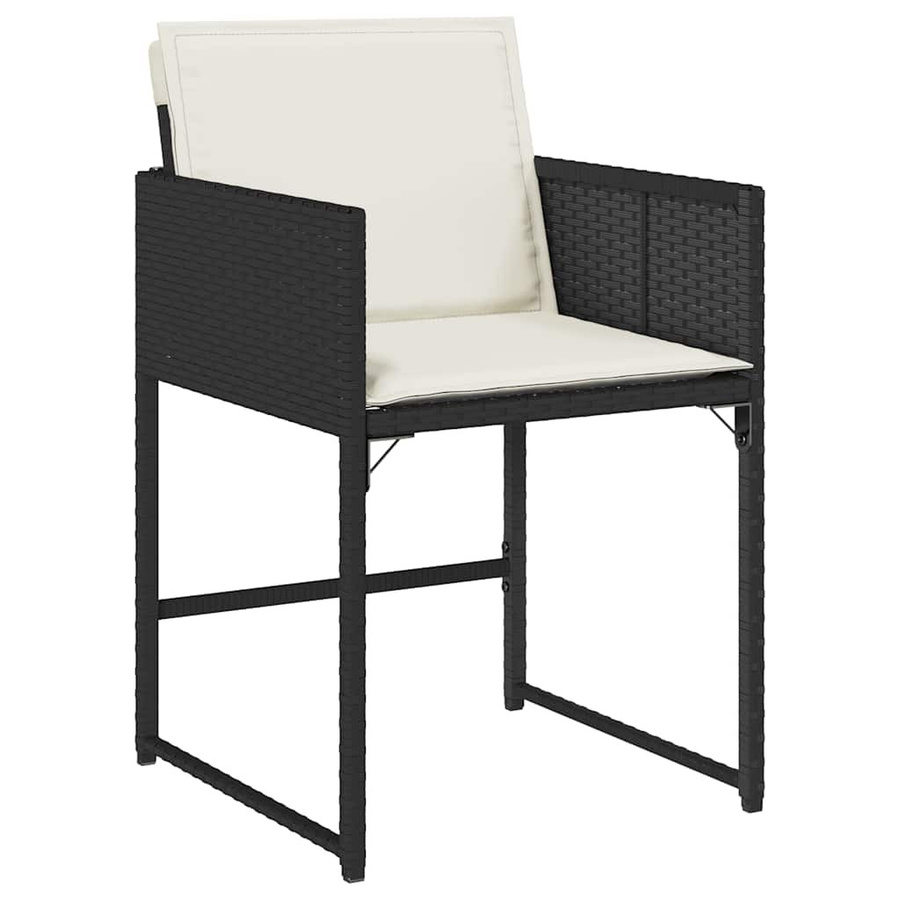 vidaXL 15-tlg. Garten-Essgruppe aus PE-Rattan mit Kissen und Hartglas, Schwarz und Cremeweiß - Bild 3