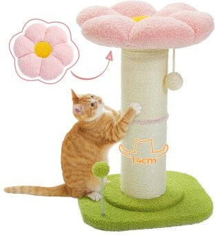 Pawz Road Kratzbaum für Katzen mit dicken Sisal-Stämmen und integriertem Spielzeug in Rosa - Bild 1