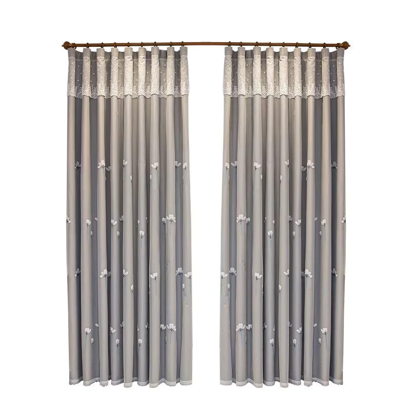 Yvonicky 2-lagige Verdunkelungsvorhänge für Mädchenschlafzimmer mit Spitze und Tüll, Grau, Breite: 100 cm, Höhe: 240 cm - Bild 2