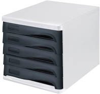 helit Schubladenbox Schwarz für DIN A4 mit 5 Schubladen - Bild 1