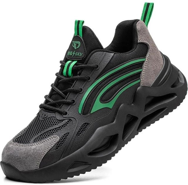 Fashnics Sicherheitsschuhe als leichte Arbeits-Sneaker mit Kunststoff-Zehenschutz und durchstichsicherer Sohle, Farbe: Schwarz, Größe: 45 - Bild 1
