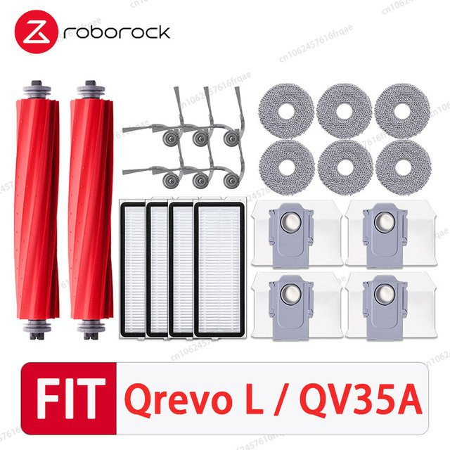 Roborock Qrevo L Zubehör-Set in Grau mit Hauptseitenbürste, Hepa-Filter, Mopptuch und Staubbeutel - Bild 1