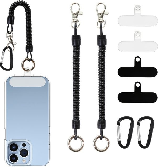 Anti-Diebstahl Telefon Tether Lanyard mit Karabiner in Schwarz für Outdoor-Aktivitäten wie Skifahren, Wandern und Radfahren - Bild 1